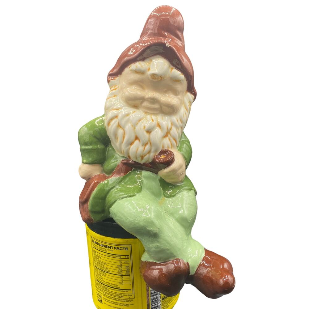 Set vtg Gnome 60’s 70's German Made Ceramic Garden Figure Elf terra cotta hand